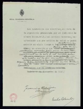 Minuta de la propuesta de Francisco Rodríguez Marín y Emilio Cotarelo para que se le conceda a Ju...