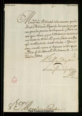 Carta del marqués de Legarda, gobernador de Vitoria, a Manuel de Lardizábal [y Uribe] en la que l...