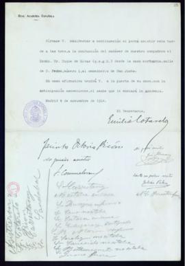 Consulta del secretario a los académicos sobre su asistencia al entierro del duque de Rivas [Enri...