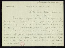 Carta de Serafín y Joaquín Álvarez Quintero al secretario, Emilio Cotarelo, en la que agradecen l...
