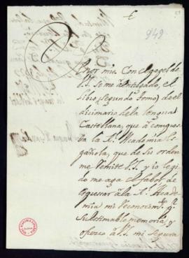Carta del duque de Gandía a Vincencio Squarzafigo de agradecimiento por el envío del segundo tomo...