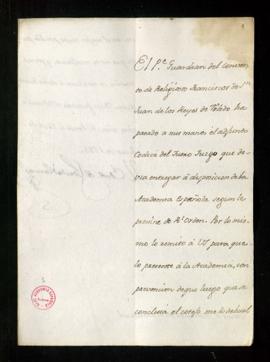 Carta del conde de Floridablanca a Manuel de Lardizábal [y Uribe] con la que remite el códice del...