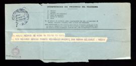 Telegrama de Masso por el que expresa su deseo del restablecimiento de Ramón Menéndez Pidal