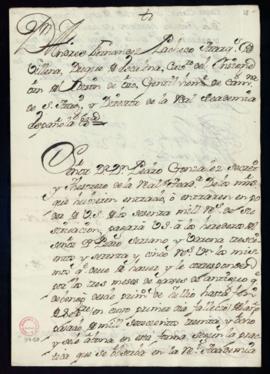 Orden del marqués de Villena del libramiento a favor de Pedro Serrano Varona de 375 reales de vel...
