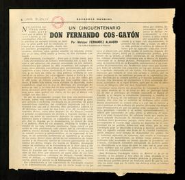 Un cincuentenario. Don Fernando Cos-Gayón