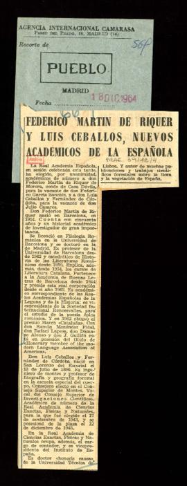 Federico Martín de Riquer y Luis Ceballos, nuevos académicos de la Española