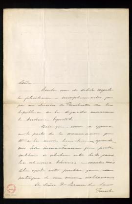 Carta de Santiago Pérez a Miguel Antonio Caro en la que acusa recibo de la felicitación de la Rea...