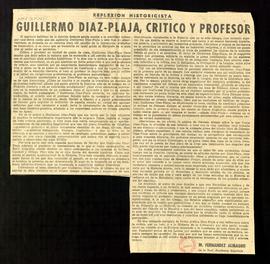 Reflexión historicista. Guillermo Díaz-Plaja, crítico y profesor