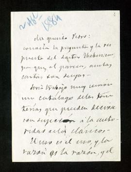 Carta de Manuel Tamayo y Baus a Pedro Antonio de Alarcón en la que menciona unas cartas del docto...