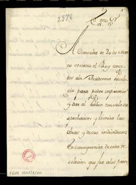 Carta de Francisco Antonio de Angulo al duque de Alba en la que le pide en nombre de la Academia ...