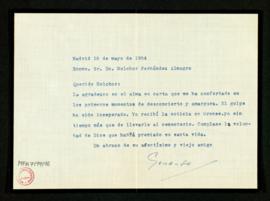 Carta de Gerardo Diego a Melchor Fernández Almagro en la que le agradece su carta, que le ha conf...