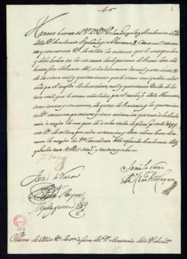 Orden del marqués de Villena del abono a favor de Pedro González de 5350 reales de vellón por los...