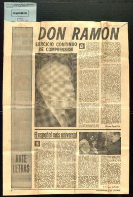 Recorte del diario Madrid con el artículo Don Ramón Menéndez Pidal