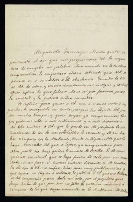 Carta de Antonio Ferrer del Río a Manuel Tamayo y Baus en la que le comunica que le apoyará en su...