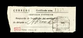 Resguardo de correo certificado con destino Alicante