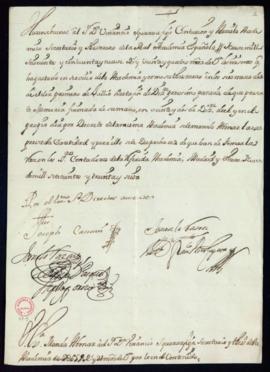 Orden de José Casani del abono a favor de Vincencio Squarzafigo de 9659 reales de vellón por los ...