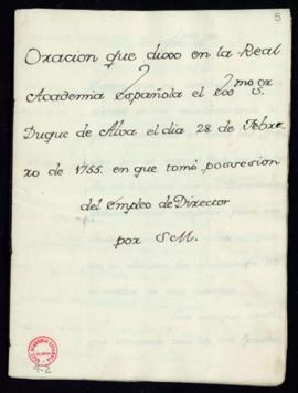 Oración que dijo en la Real Academia Española el Excmo. Sr. duque de Alba [Fernando de Silva Álva...