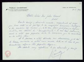 Carta de Pablo Cavestany a Julio Casares con la que envía una lista de omisiones que ha encontrad...