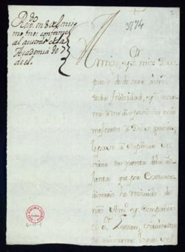 Carta de Lope Hurtado de Mendoza a Francisco Antonio de Angulo con la que le envía otra de parte ...