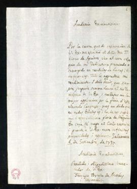 Carta de Francisco Botello en la que expresa la veneración que siente por la Real Academia Española