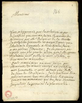 Carta de Titon du Tillet [a Francisco Antonio de Angulo] de agradecimiento por la recepción de su...