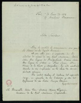 Carta de José María Torres Caicedo a Antonio María Segovia en la que acusa recibo de su nombramie...