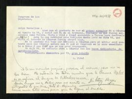 Copia de la carta de Antonio Cánovas del Castillo a Marcelino Menéndez Pelayo en la que le dice q...