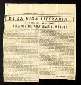 Vida española al desnudo. Relatos de Ana María Matute