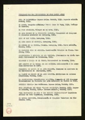 Listado de publicaciones más importantes de José Camón Aznar
