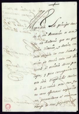 Carta de Agustín de Montiano a Vincencio Squarzafigo en la que da cuenta de su llegada a San Lore...