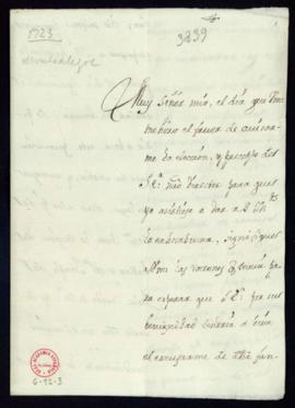 Carta de José de Montealegre a Vincencio Squarzafigo en la que le ruega que tenga en cuenta sus r...