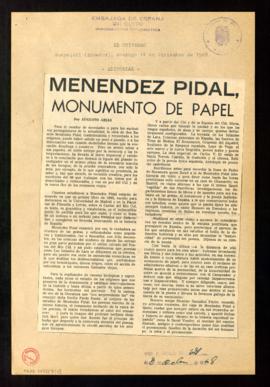 Menéndez Pidal, monumento de papel, por Augusto Arias