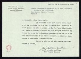 Carta de José Antonio León Rey, secretario general de la Asociación de Academias de la Lengua Esp...