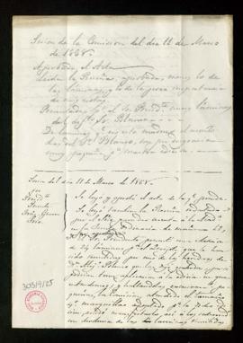 Acta de la Comisión del Quijote del día 11 de marzo de 1868