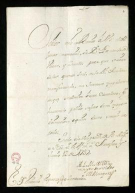 Carta del marqués de Villena [Mercurio Antonio López Pacheco] a Vincencio Squarzafigo con la que ...