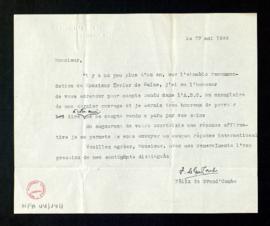 Carta de Félix de Grand'Combe a Melchor Fernández Almagro con la que le remite, por indicación de...