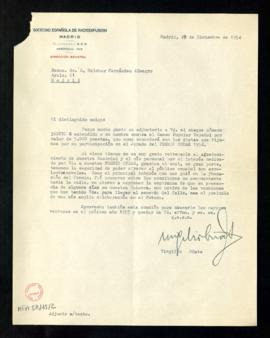 Carta de Virgilio Oñate, director general de la Sociedad Española de Radiofusión, a Melchor Ferná...