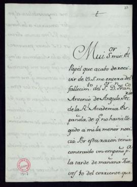 Carta del duque de Alba a Ignacio de Hermosilla y de Sandoval en la que solicita a la Academia di...