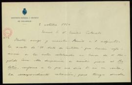 Carta de Narciso Alonso Cortés a Emilio Cotarelo en la que le comunica que le remite los recortes...