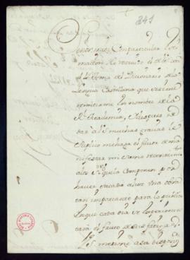 Carta del duque de Béjar a Vincencio Squarzafigo de agradecimiento por el envío del tomo cuarto d...