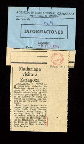 Madariaga visitará Zaragoza