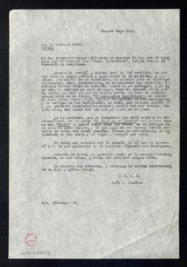Copia de la carta de Juan Ramón Jiménez a Enrique Redel en la que le agradece el envío del segund...