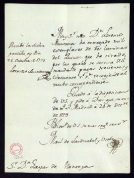 Orden de Pedro de Silva del pago a Lorenzo Muntaner de 350 reales de vellón por el estampado de 1...