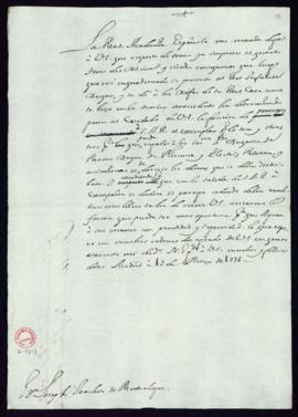 Minuta de la carta [de Vicencio Squarzafigo] a José de Montealegre en la que le comunica el encar...