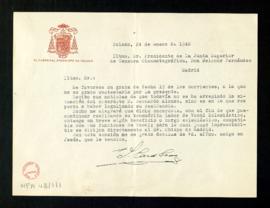 Carta del cardenal Gomá a Melchor Fernández Almagro, presidente de la Junta superior de censura c...