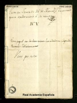 Elogio de Felipe V presentado al Premio de Elocuencia de 1778 con el número V