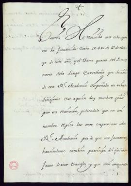 Carta del príncipe Corsini a Vincencio Squarzafigo en la que le agradece el envío del tomo cuarto...