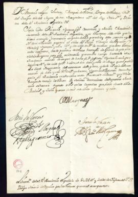 Orden del marqués de Villena del libramiento a favor de Felipe Tiburcio de Aguirre de 95 reales y...