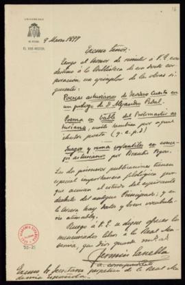 Carta de Fermín Canella Secades al secretario [Manuel Tamayo y Baus] con la que remite a la Acade...
