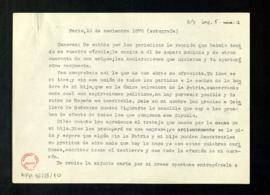 Copia de la carta de Isabel [II] a Antonio Cánovas del Castillo en la que le dice que sabe por la...